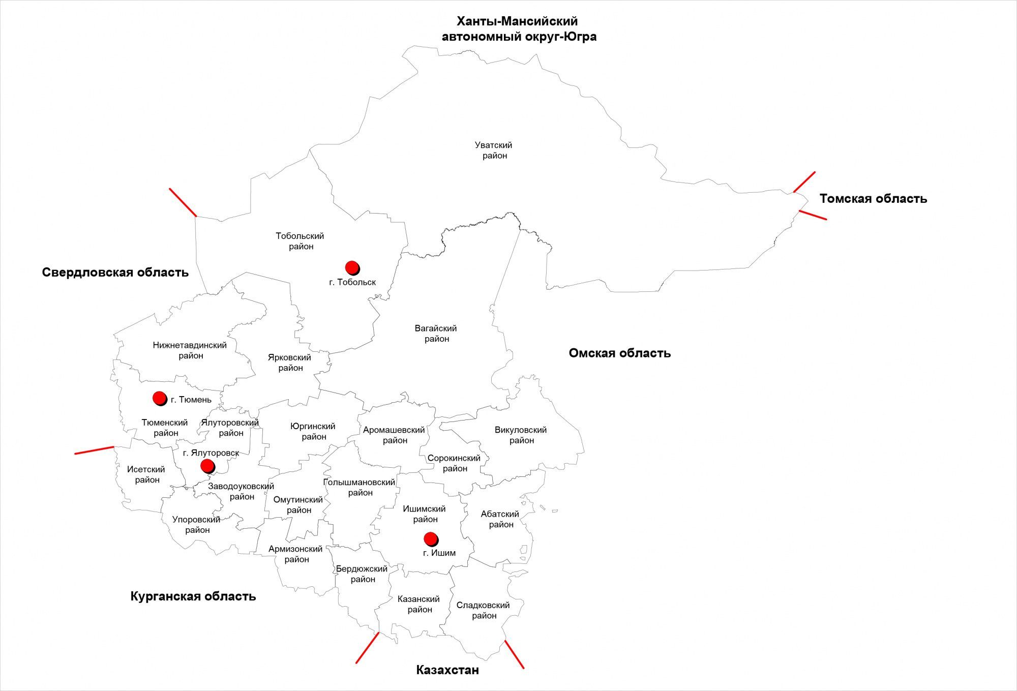 Карта тюмени и тюменской области