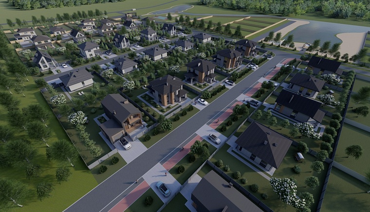 Рендер трёх улиц комплексной застройки Берёза парка