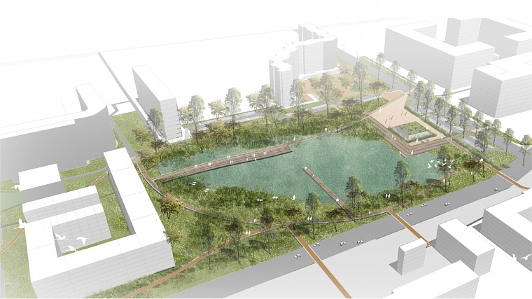 Биоплато, спуск-амфитеатр и смотровые площадки: финальная концепция благоустройства озера в Заречном микрорайоне