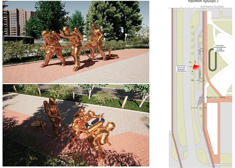 Стало известно, как будет выглядеть памятник Пожарным и Спасателям и бульвар в Тюмени в их честь