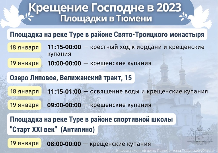 График работы купелей в Тюмени