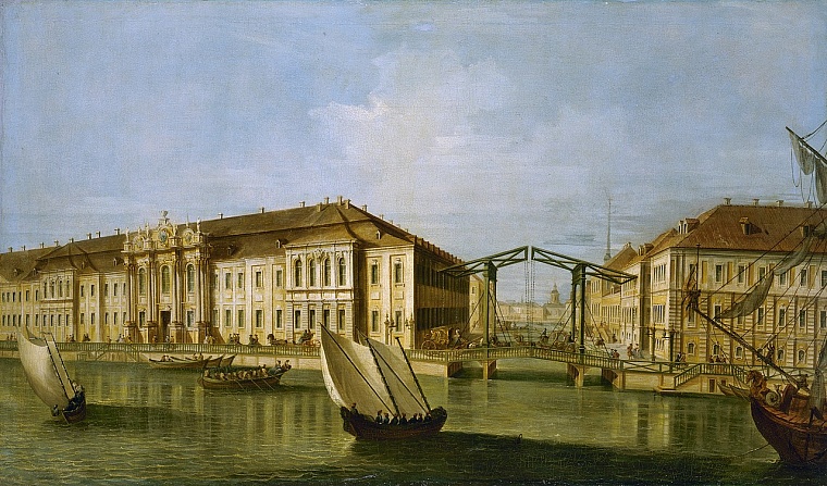 Зимний дворец Петра I – личная резиденция императора. Неизвестный итальянский художник, по рисунку Михаила Махаева