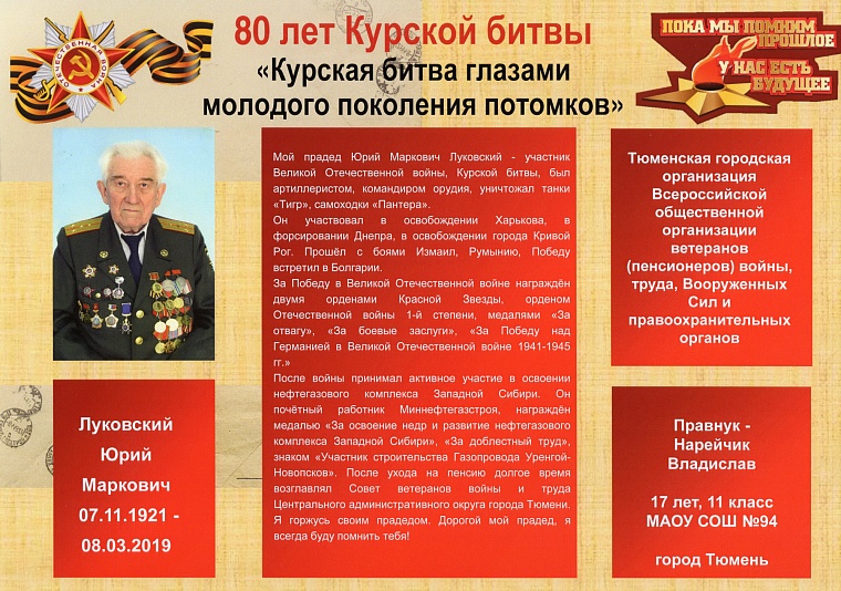 Тюменцы в Курской битве: Юрий Луковский был командиром орудия