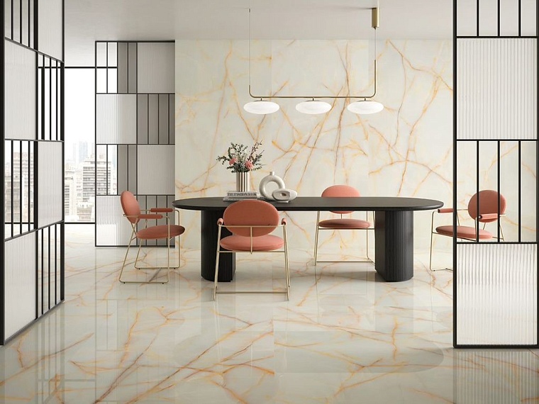 Керамогранит с текстурой оникса для люксовых интерьеров