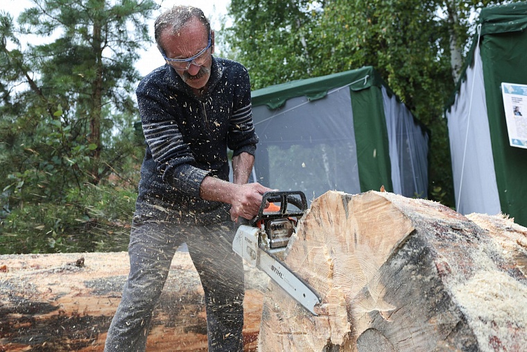 На Андреевском озере бревна превращают в произведения искусства