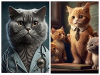 В честь Дня кошек нейросеть создала котов-представителей профессий