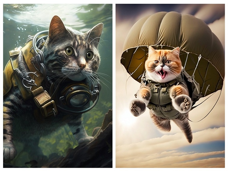 В честь Дня кошек нейросеть создала котов-представителей профессий