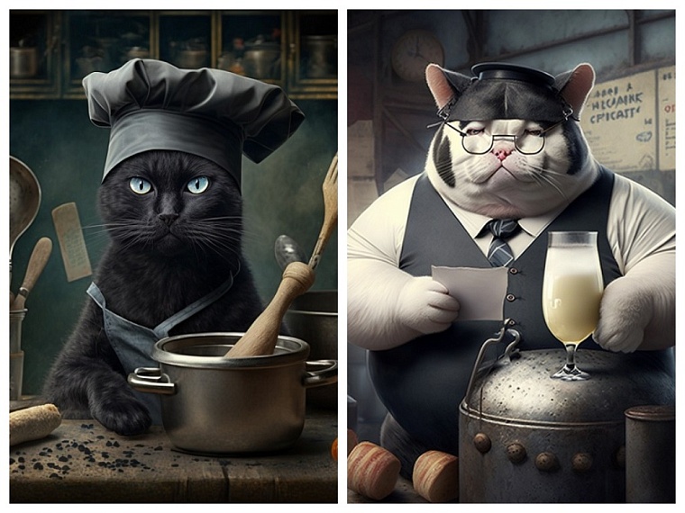 В честь Дня кошек нейросеть создала котов-представителей профессий