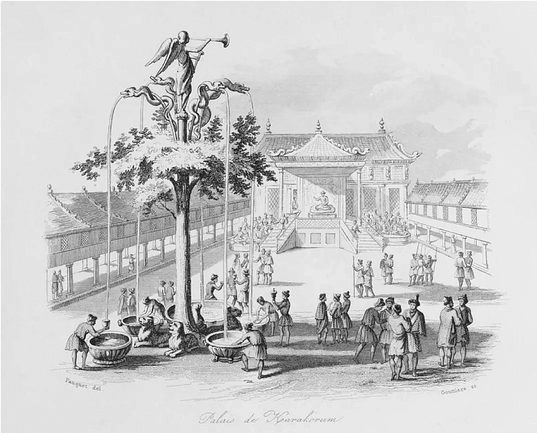 Каракорум – древняя столица Монголии. Изображение было воспроизведено на современной монгольской банкноте по гравюре XVIII века.