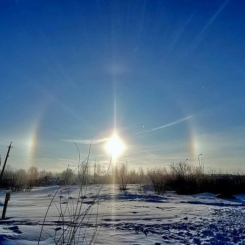 В небе над Тюменью из-за морозов наблюдается эффект гало
