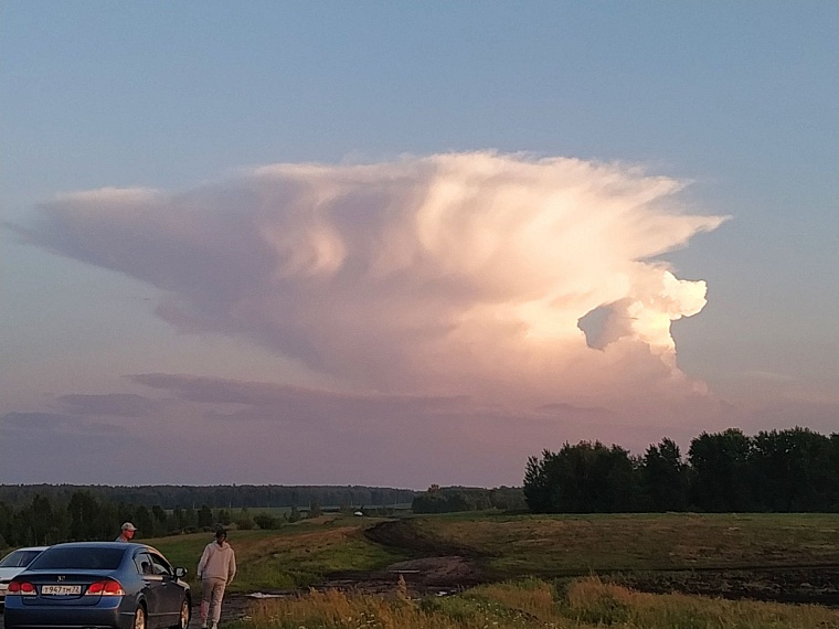 Грифон из облаков в небе над Кулаково в Тюменском районе