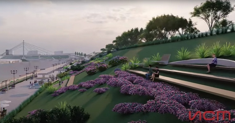 Ландшафтный парк в логу, лифт и плавучий бульвар: тюменцам показали, какой станет набережная