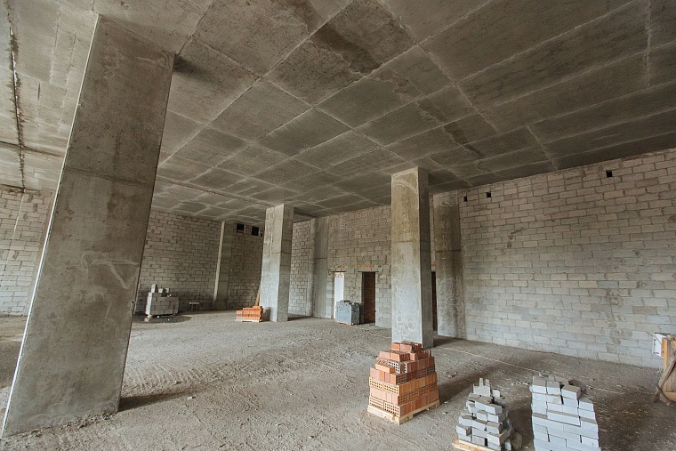 Строительство жилого комплекса с высоты птичьего полета