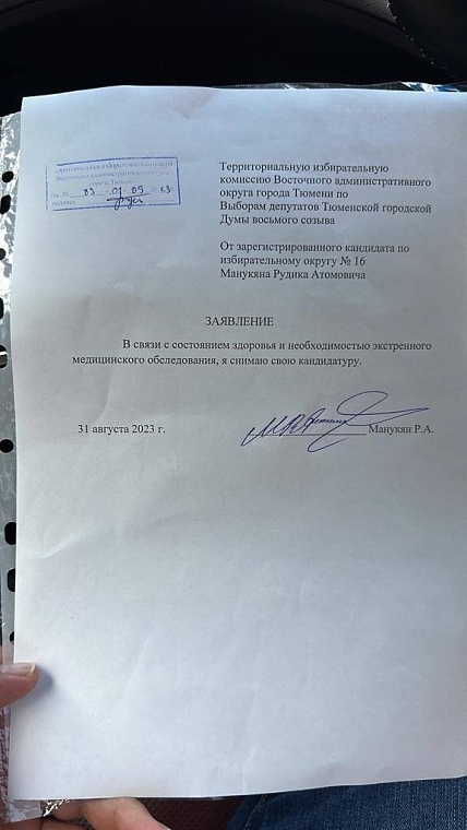 Кандидат от «Новых людей» Рудик Манукян снялся с выборов в Тюменскую городскую думу