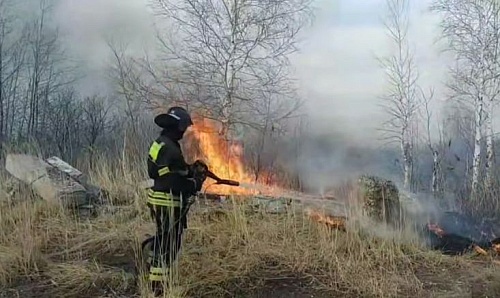 В Тюмени тушат ландшафтный пожар