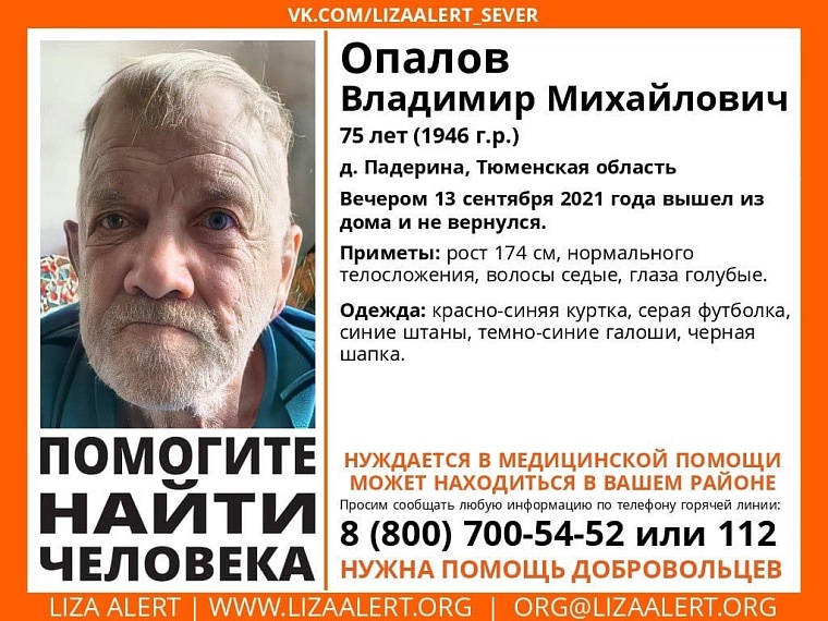 Под Тюмень ищут пенсионера, пропавшего в сентябре