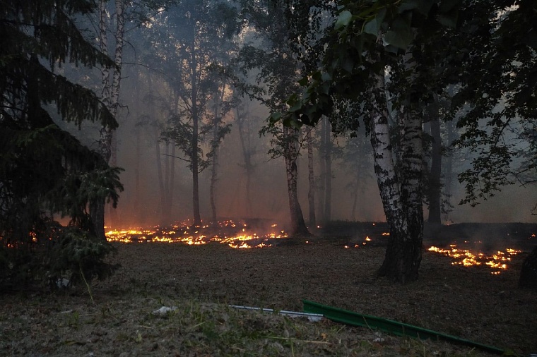 В Тюмени горит Текутьевское кладбище