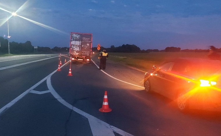 Под Тобольском грузовик наехал на сидящего на дороге человека