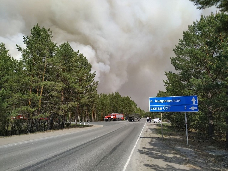 В районе Андреевского озера горит лес