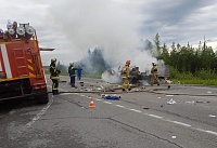 В ДТП на дороге Сургут-Когалым погиб водитель в загоревшейся машине