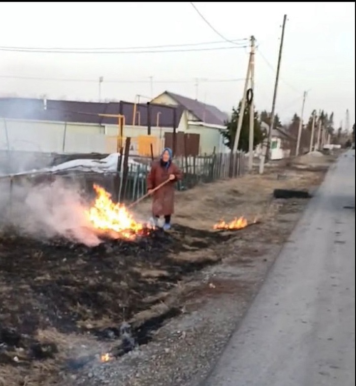 Под Тюменью в районе Салаирки выгорело 100 гектаров сухой травы