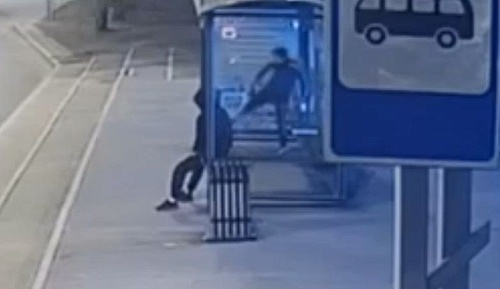 В Тобольске парней, разбивающих остановку, сняла камера видеонаблюдения