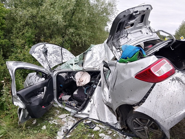 В Тюменском районе погиб водитель Renault Logan, врезавшись в столб