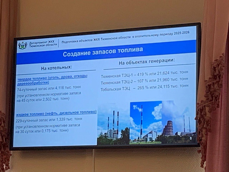 В котельных Тюменской области достаточно топлива для предстоящей зимы