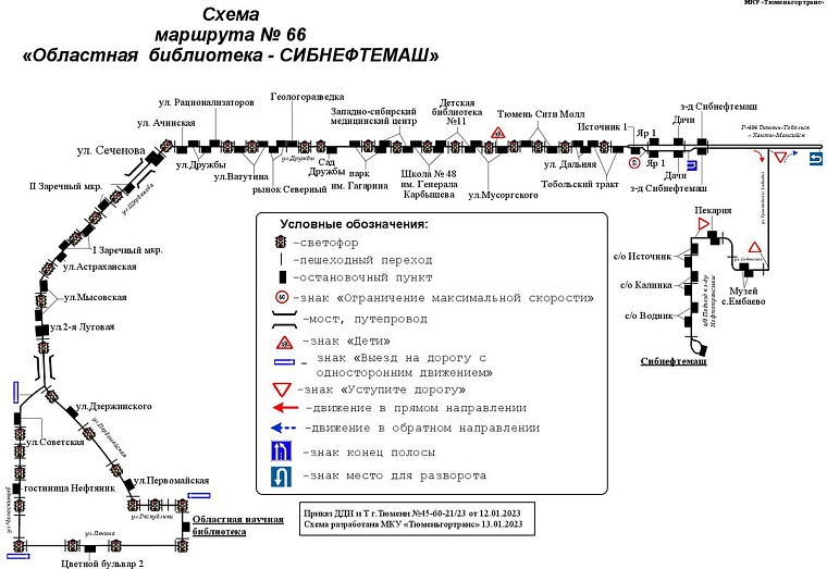 Маршрут №66. Схема: tgt72.ru