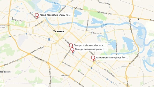 На каких тюменских улицах запретят левые повороты