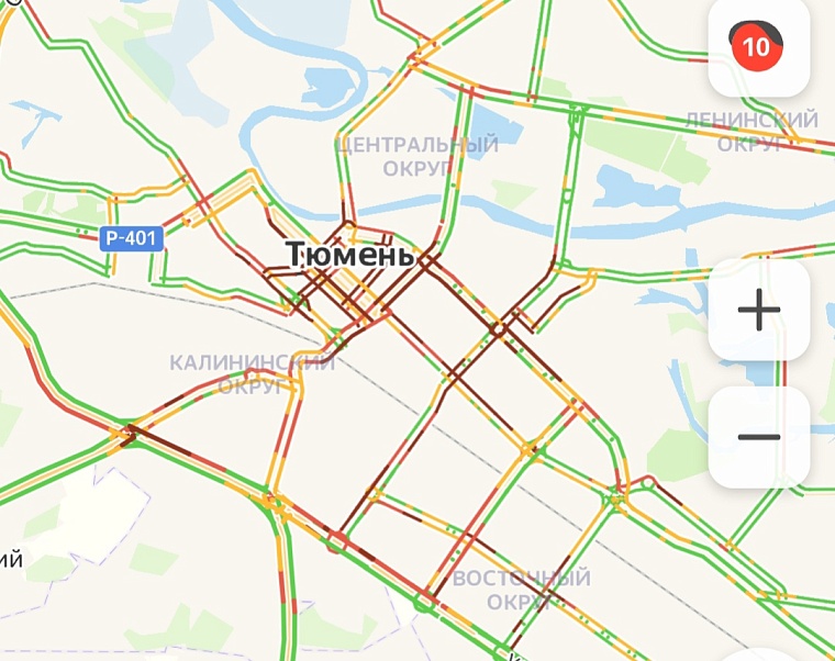 Тюмень стоит в 10-балльных пробках