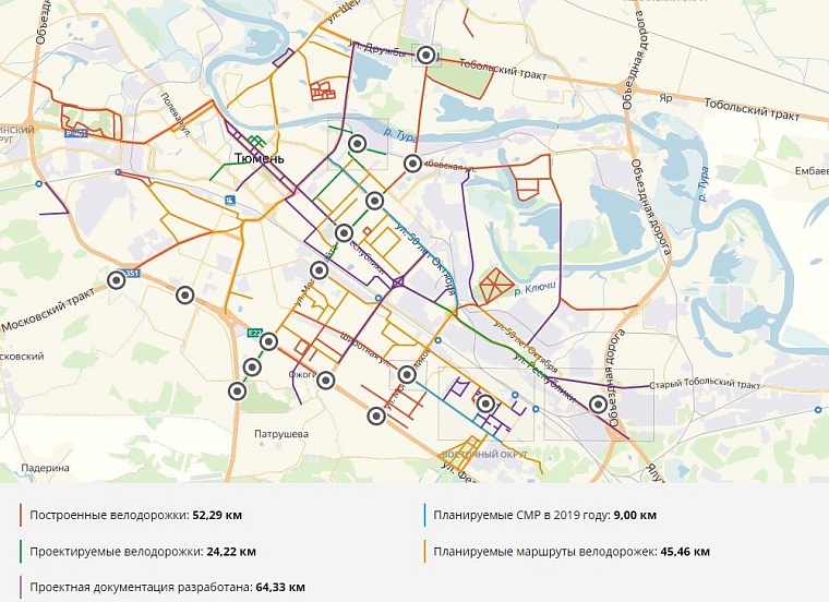 Карта велодорожек в Тюмени: мнение велопутешественника