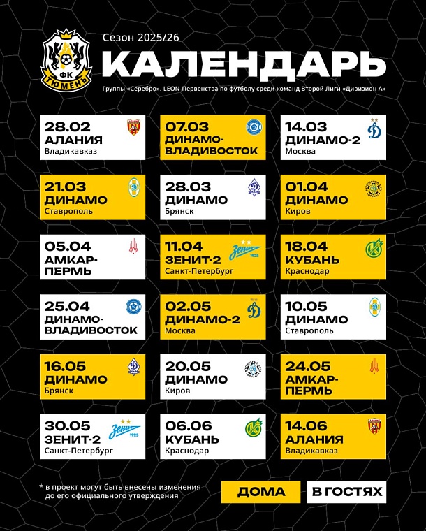 ФК «Тюмень» узнал своих соперников по второму этапу сезона