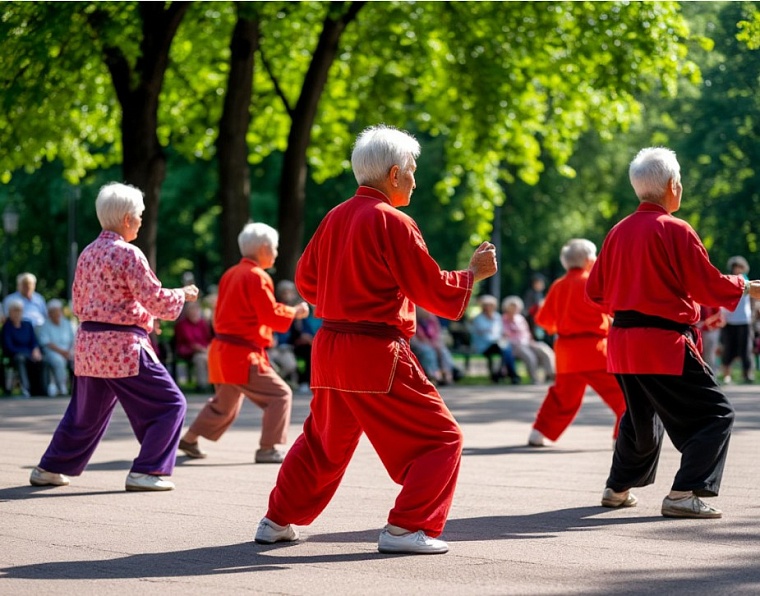 Тюменские спортивные инструкторы 55+ проводят занятия по ушу