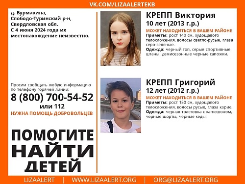 На Ирбитском тракте в Свердловской области пропали двое детей