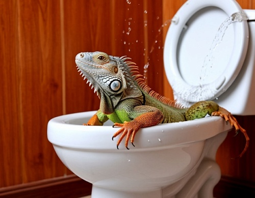 Игуана в гостях пыталась смыться и устроила потоп: кто будет платить