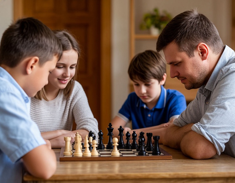 В Ишиме семьи сыграли и нарисовали шахматы