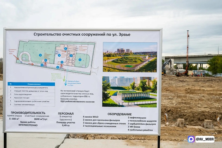 Губернатор Александр Моор проинспектировал строительство очистных сооружений на улице Эрвье в Тюмени