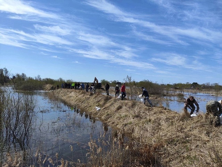Больше ста волонтеров работают на укреплении дамбы в Ишимском и Казанском районах
