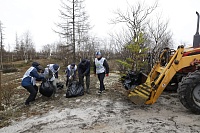 Работники газодобывающего предприятия в рамках экологической акции готовят деревья к пересадке