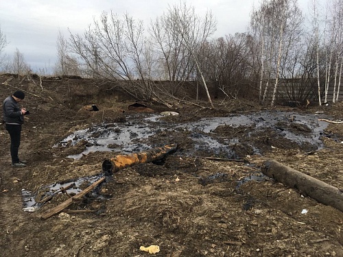 Тюменские силовики обнаружили разлив нефтепродуктов около дамбы реки Туры