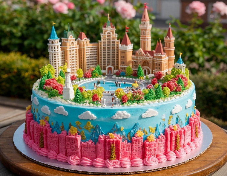 Этот вариант оформления торта предлагает нейросеть