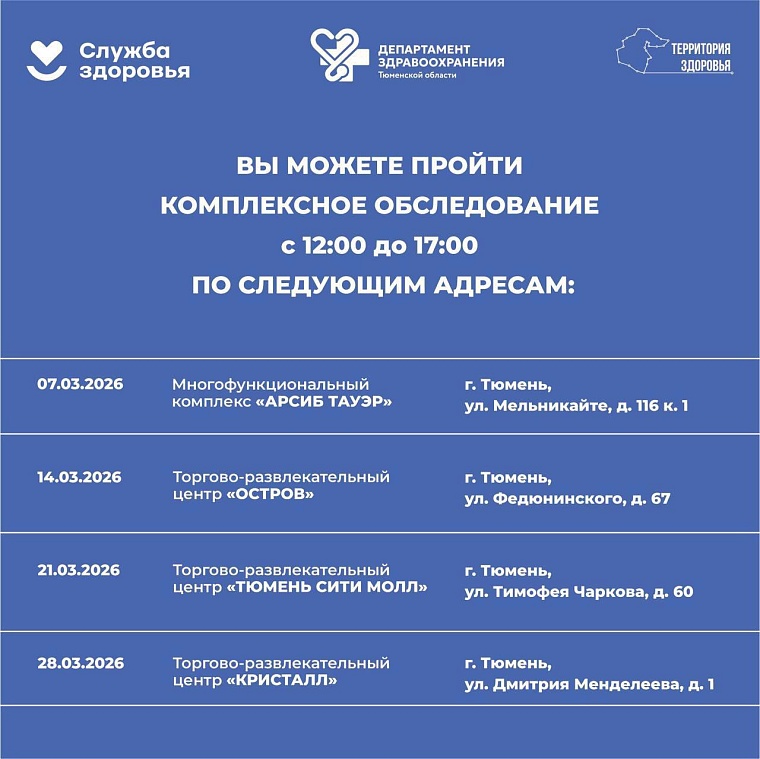 В субботу тюменцы смогут бесплатно проверить здоровье в ТРЦ