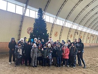 Дети участников СВО побывали в гостях у Деда Мороза в тюменском конном клубе