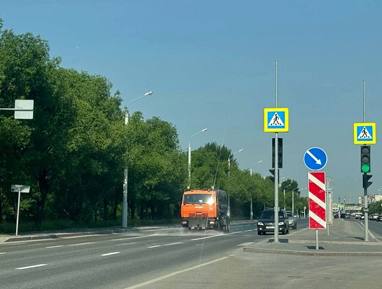 Тюменские дороги очищают от тополиного пуха