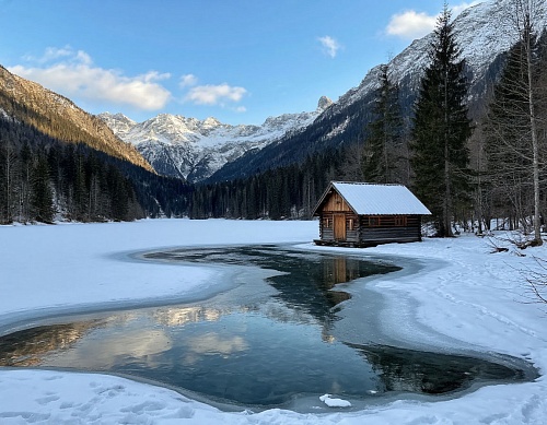 Жительница Ямала оказалась отрезанной от цивилизации в избушке на замерзшем озере