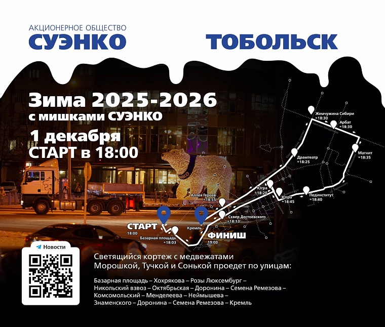 Стало известно, по каким маршрутам проедут белые мишки в Тюмени и Тобольске