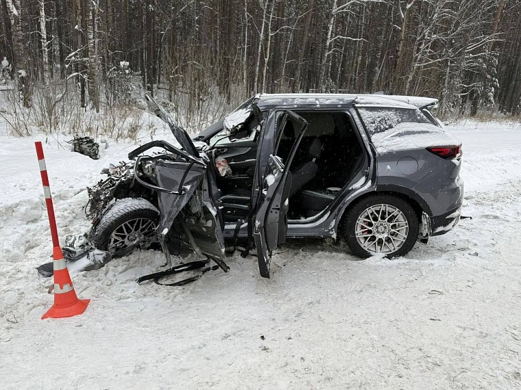 Выехала на встречку - под Тюменью столкнулись "Чери" и "МАЗ"