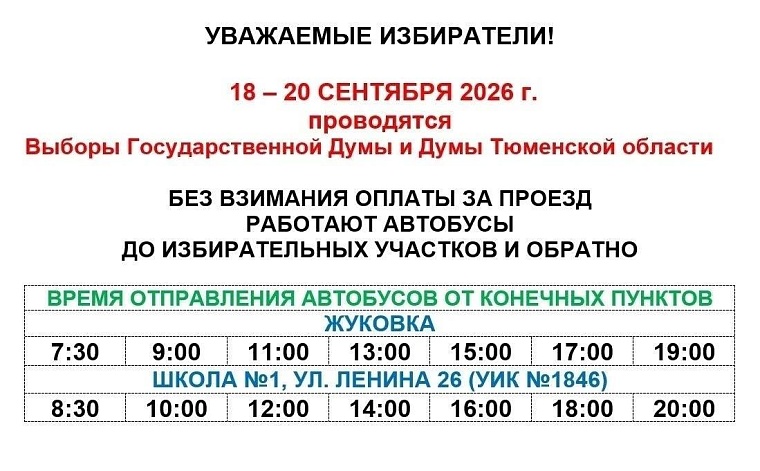 В Тобольске организовали бесплатные автобусы к избирательным участкам