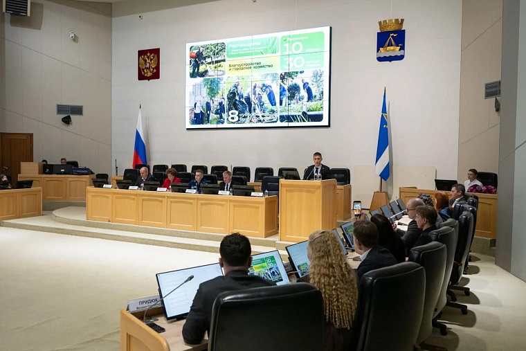 Председатель Никита Рылов рассказывает о молодежных проектах в Екатеринбурге в Тюменской городской думе. Фото: duma.tyumen-city.ru